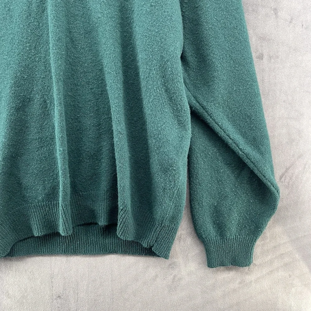 Vintage Club Room 100% Lambswool Green V-Neck Sweater Mens Size L Rare